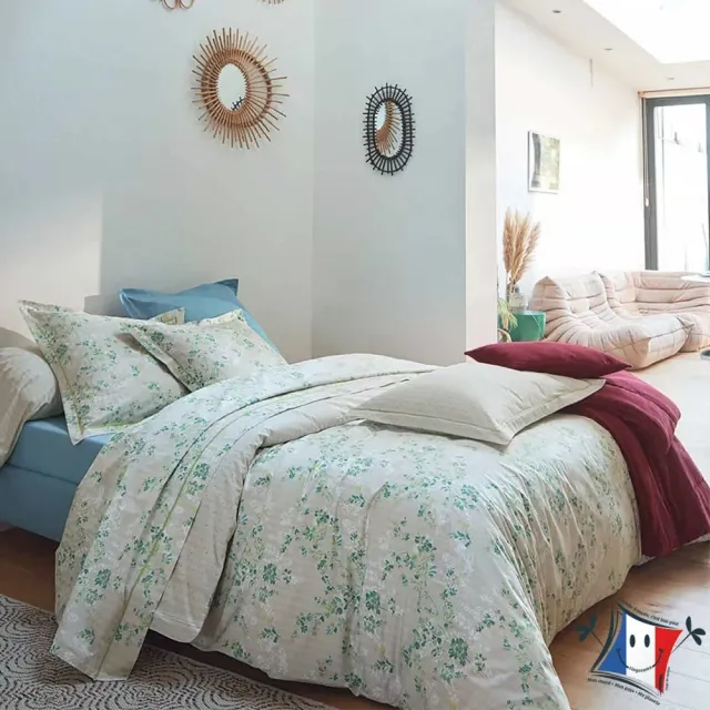 Lingorama Sous le vent housse de couette 140x200 émeraude percale