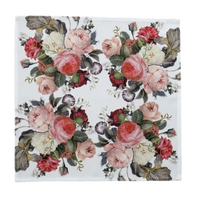 TEXPOT Servietten serviette 40x40 cm roses imprimé blanc