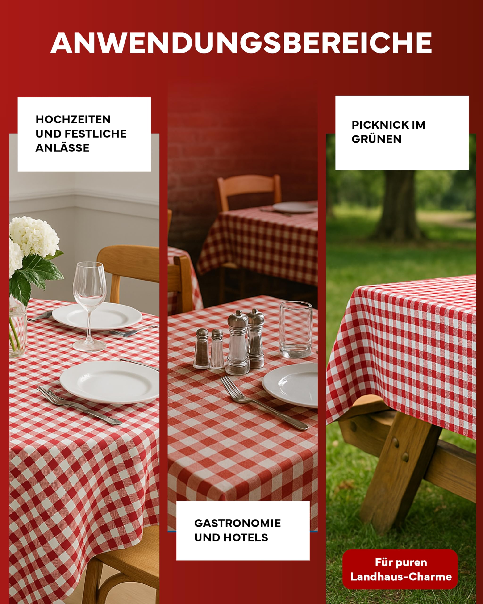 Texpot Tischdecken nappe carreaux rouge 130x170 cm