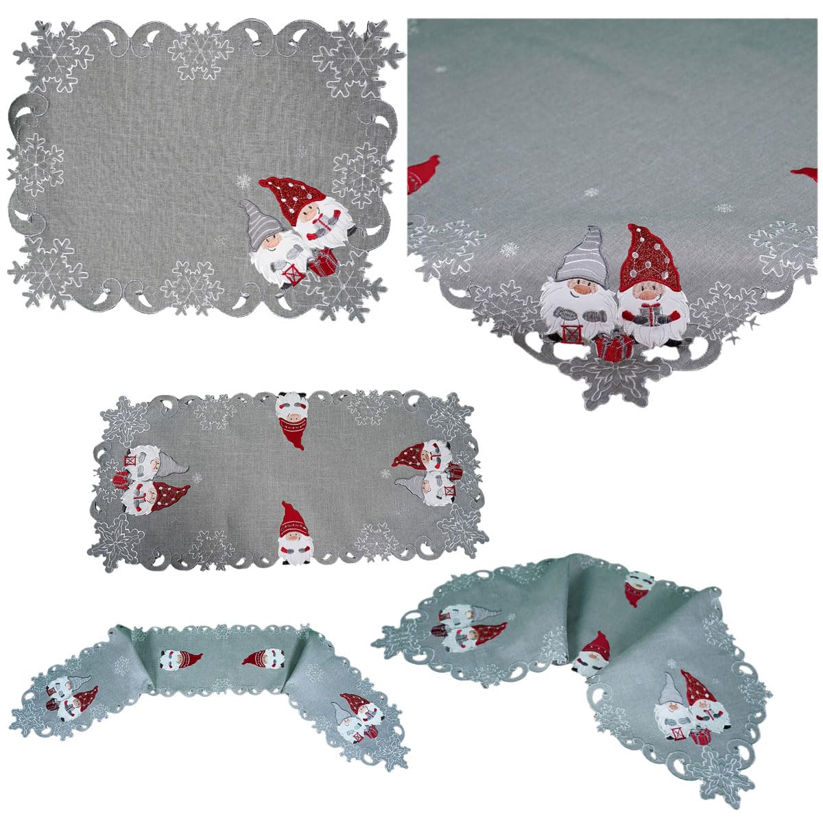 Texpot Tischläufer chemin de table 160x25 cm lutin gris foncé