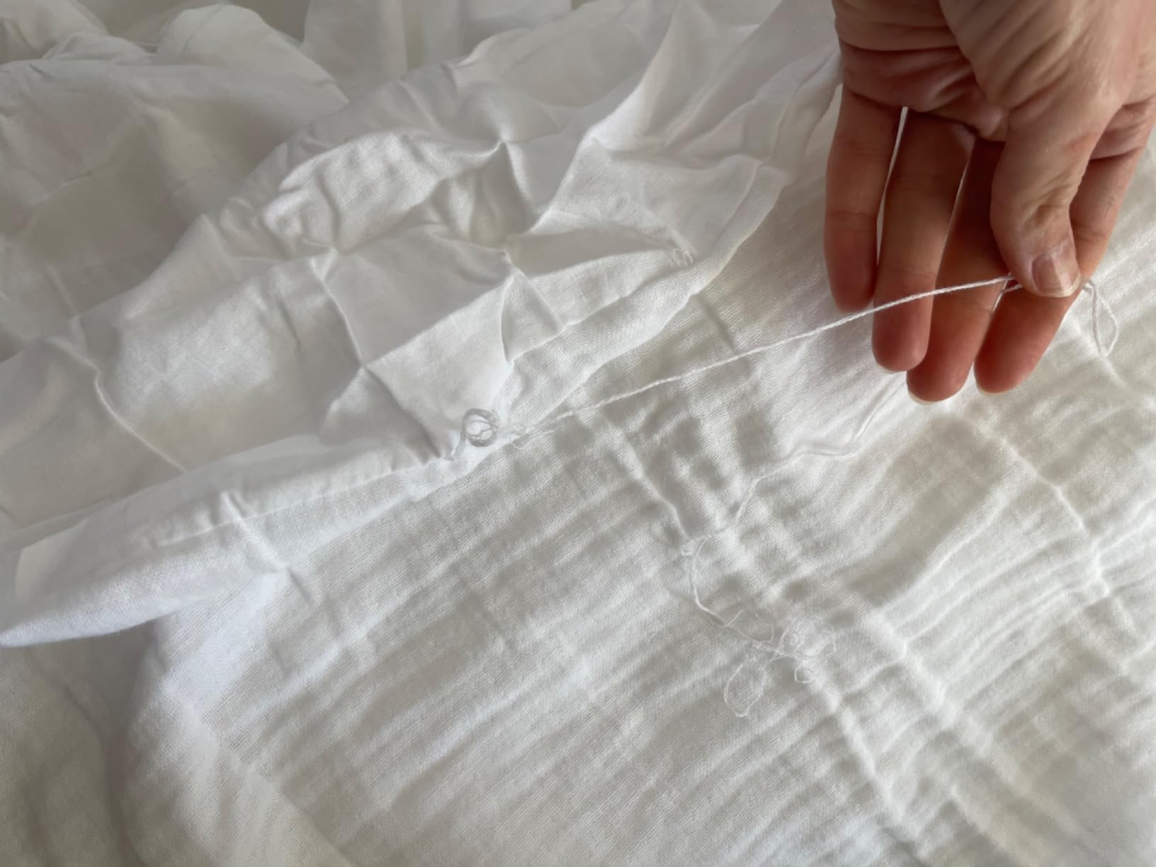 PROMO LINGE Angelina parure lit gaze coton blanc 240x260