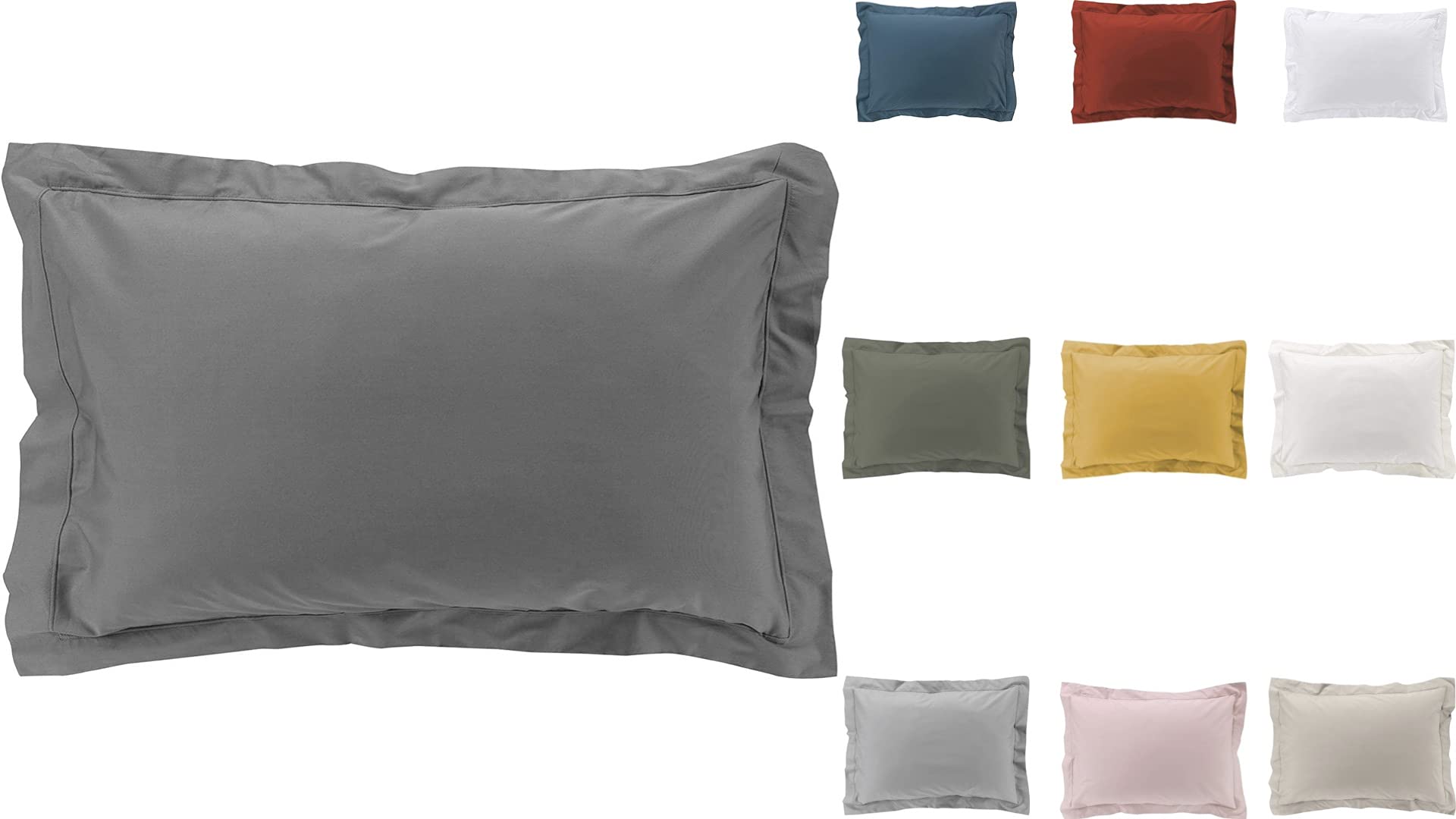 Promo Linge Taies d'oreiller Percale Anthracite 50x70 Lot 2
