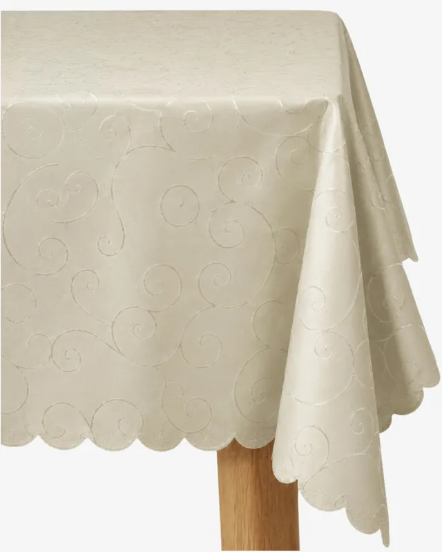 TEXPOT Ornament nappe ronde champagne 160 cm infroissable