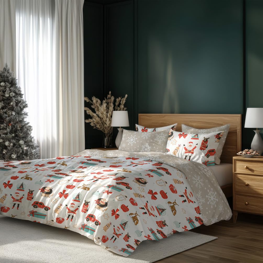 TEXPOT Bettwäsche parure de lit 140x200 cm microfibre Noël