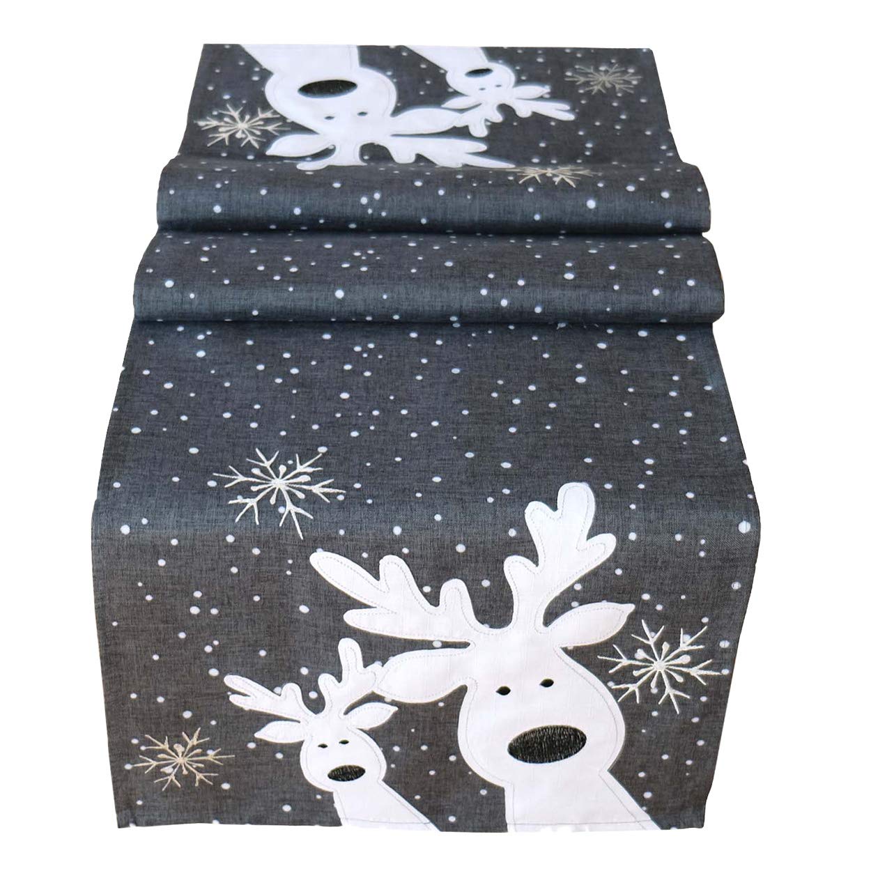 TEXPOT Tischläufer chemin de table gris clair 40x140cm Noël
