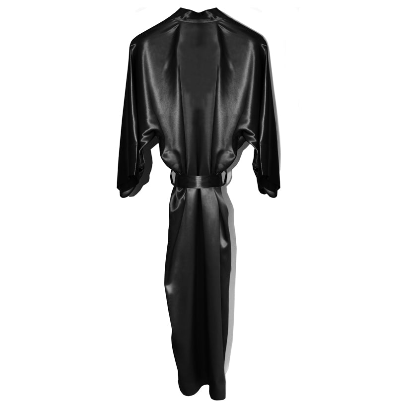 Slip Robe Longue peignoir noir soie taille unique