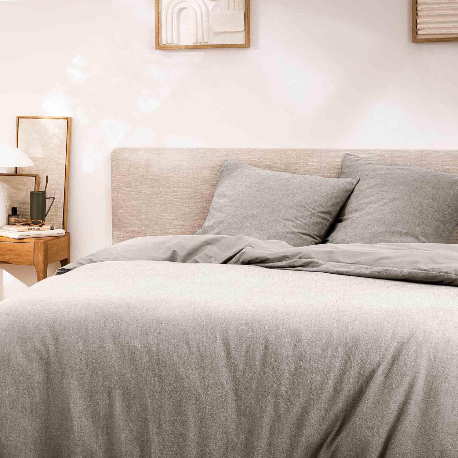 Promo Linge Meline Parure Lit Coton Anthracite 240x220