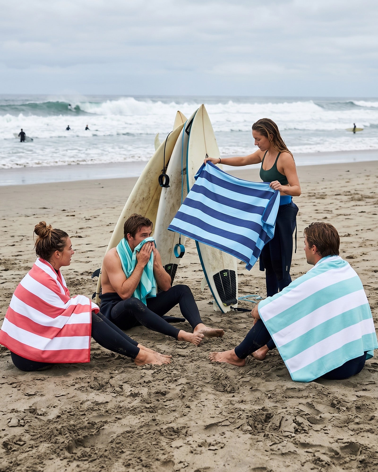 Utopia Bedding Towels serviette plage microfibre 32x71 lot 4 rayée