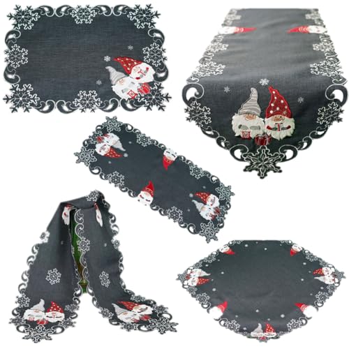 Texpot Tischläufer chemin de table 160x25 cm lutin gris foncé