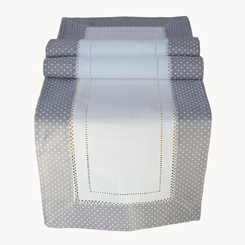 TEXPOT Tischdecken nappe 85x85 pois gris aspect lin