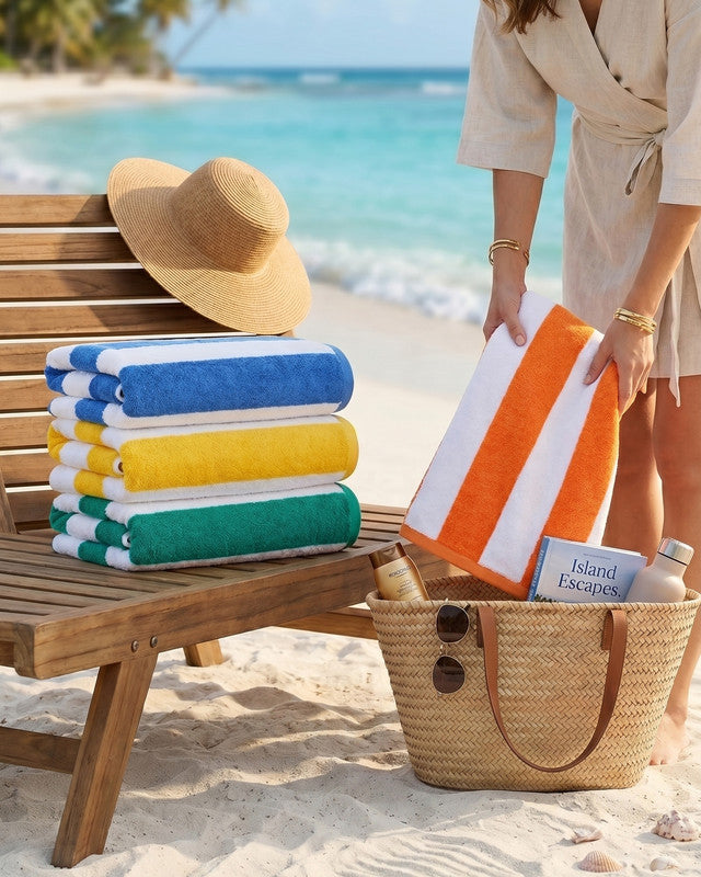 Utopia Bedding Towels Cabana serviette plage coton lot 4