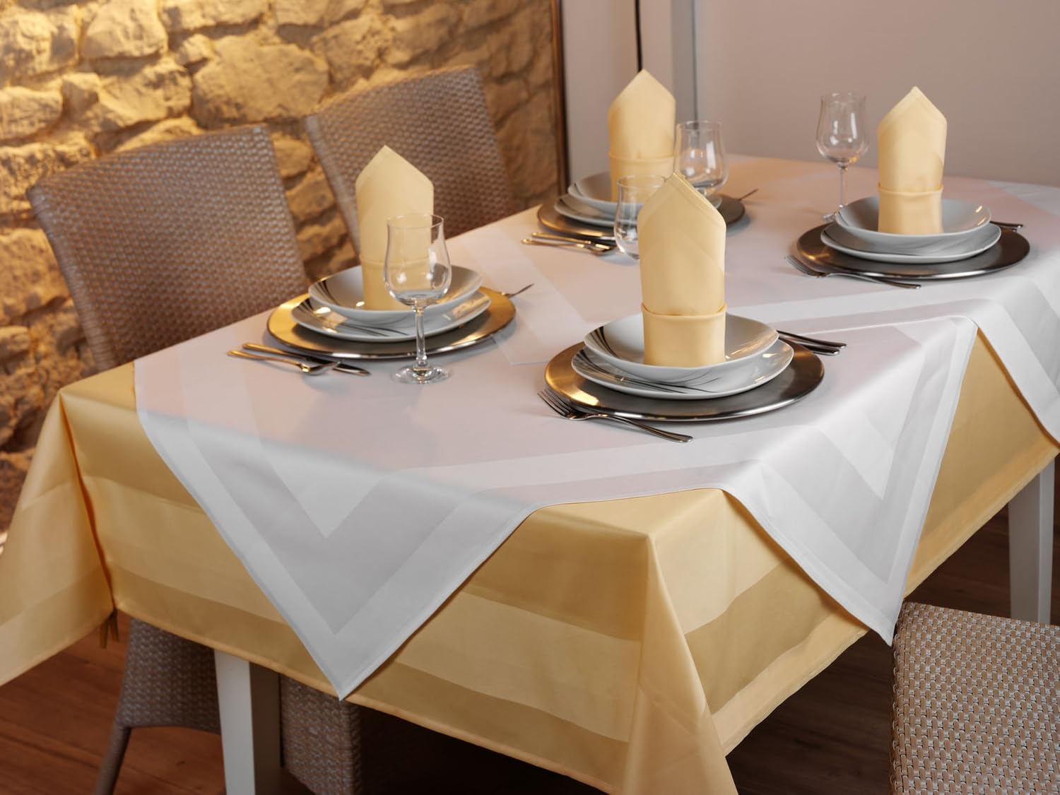 Texpot Tischdecken nappe damassée coton 130x130 cm