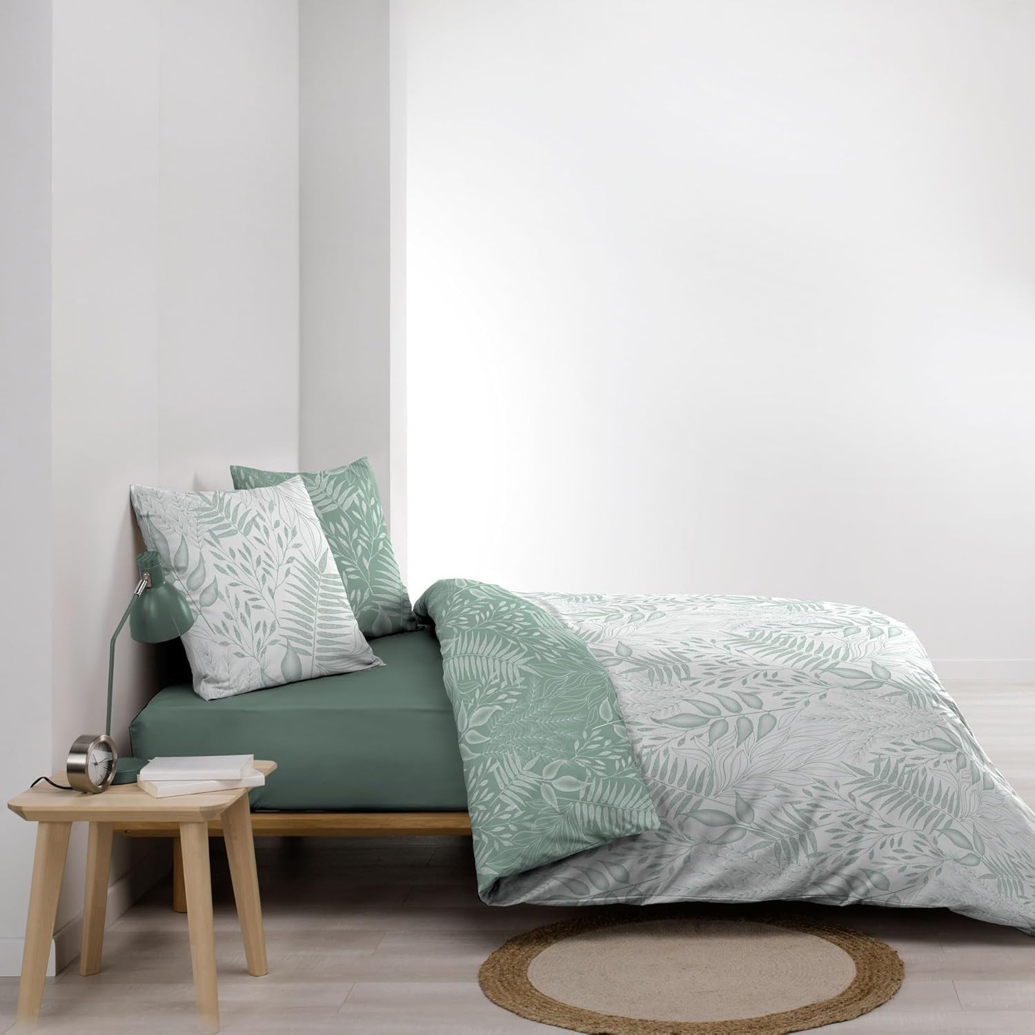 Promo Linge Cassia parure lit coton 220x240 cm sauge