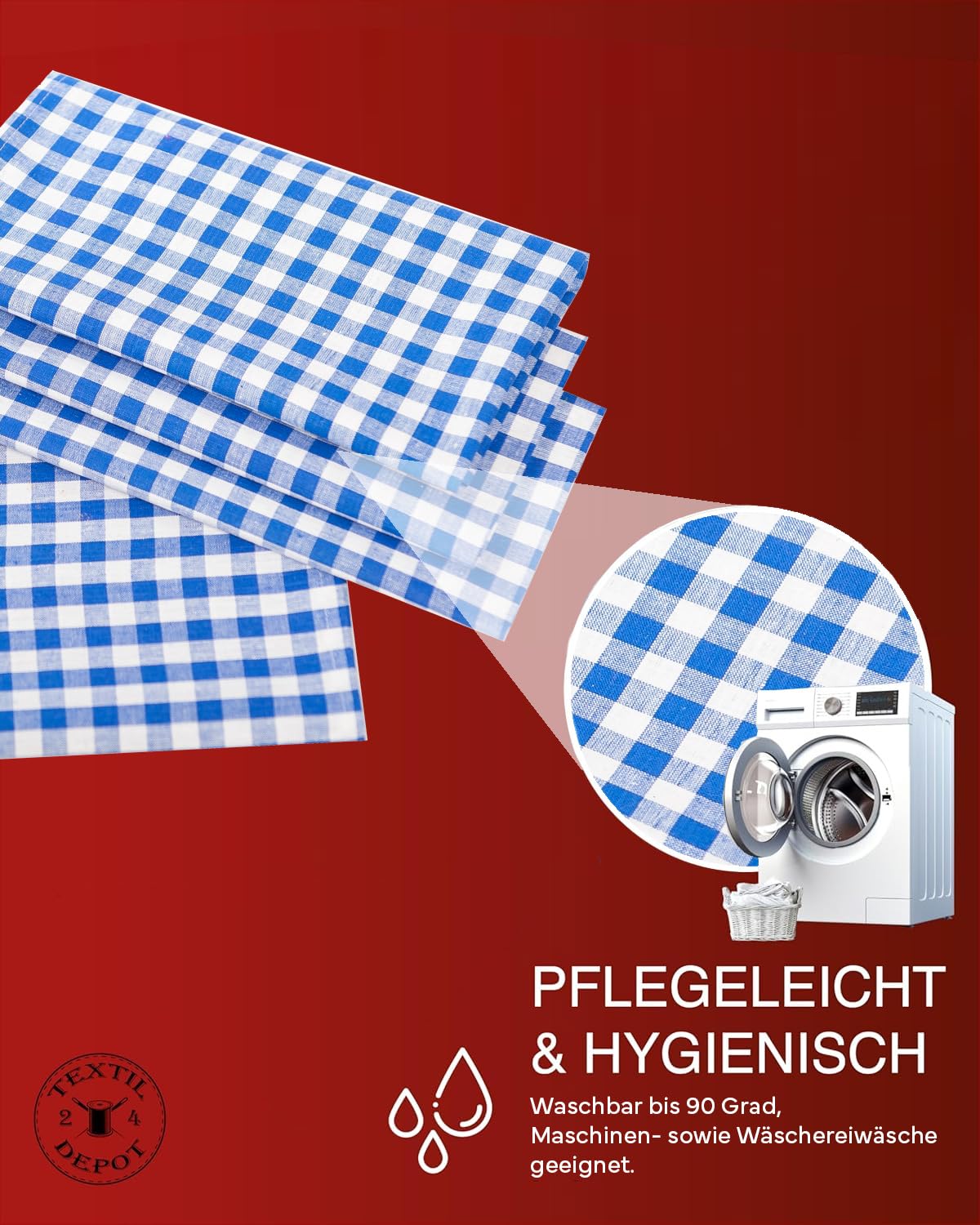 TEXPOT Tischdecken nappe à carreaux 110x260 bleu blanc coton