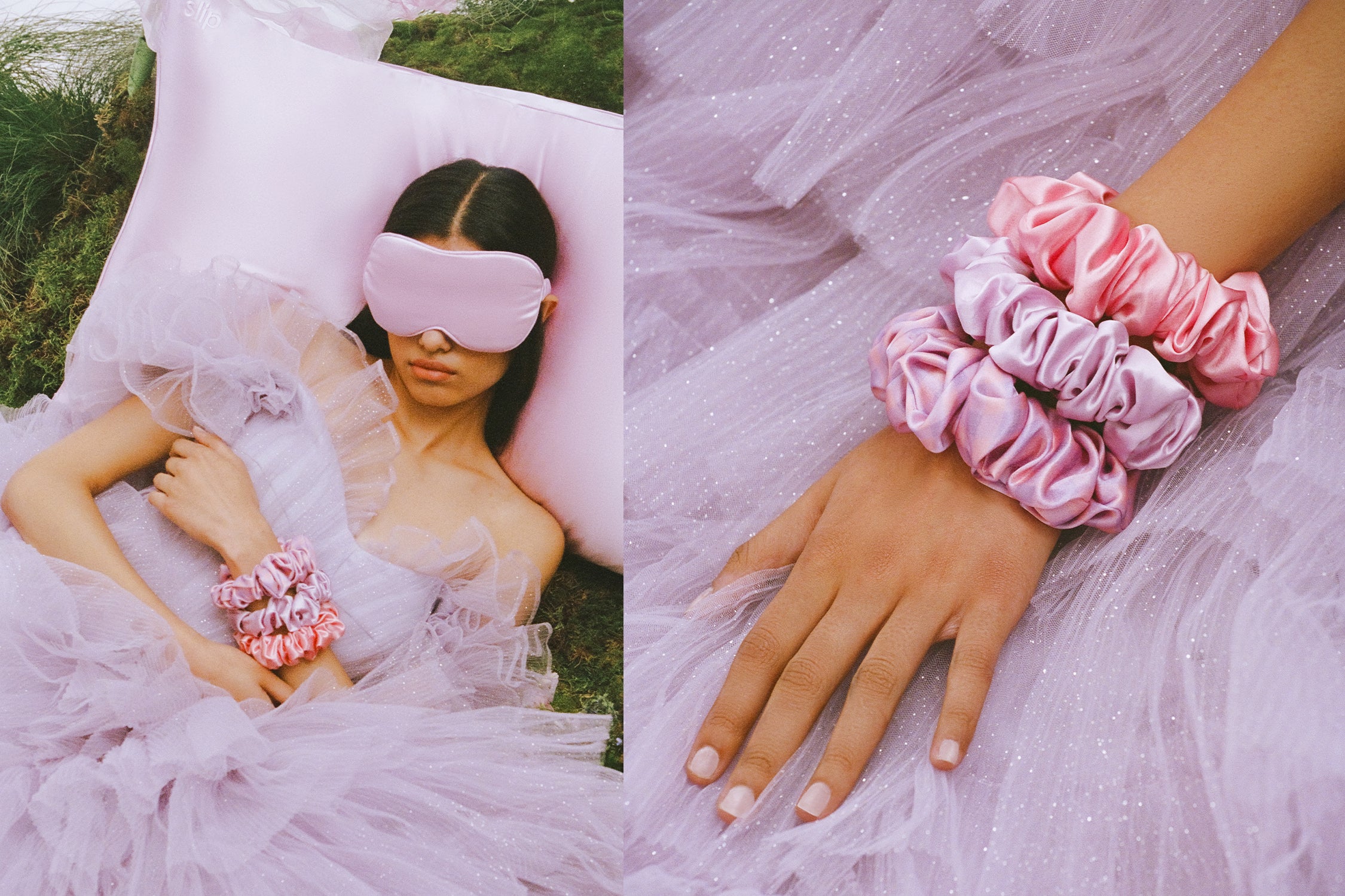 Slip Large Scrunchies chouchou soie belleflower lot 3