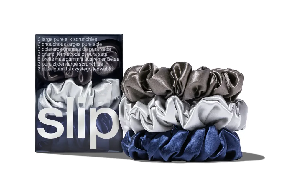 Slip Large Scrunchies Chouchou Soie Minuit Lot 3