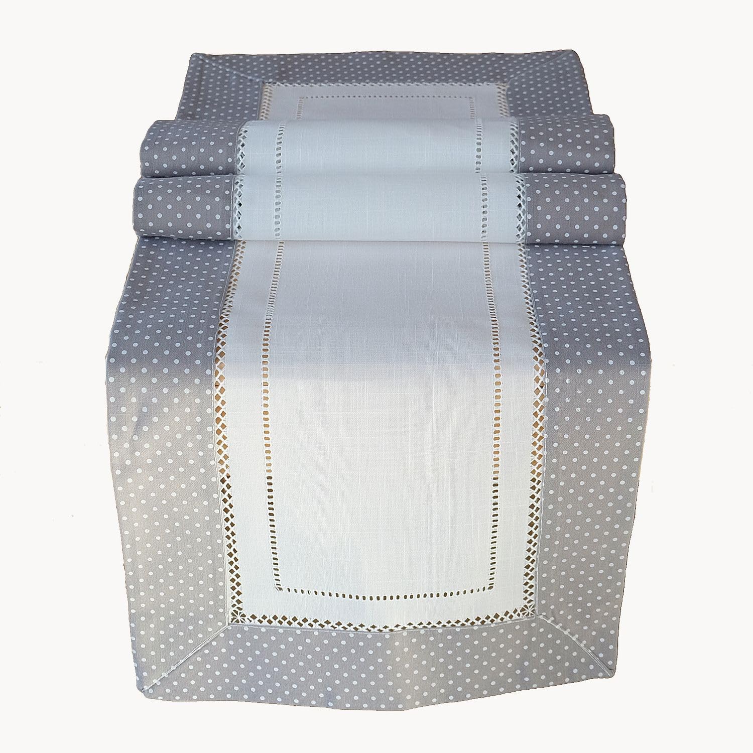 TEXPOT Tischdecken nappe 85x85 pois gris aspect lin