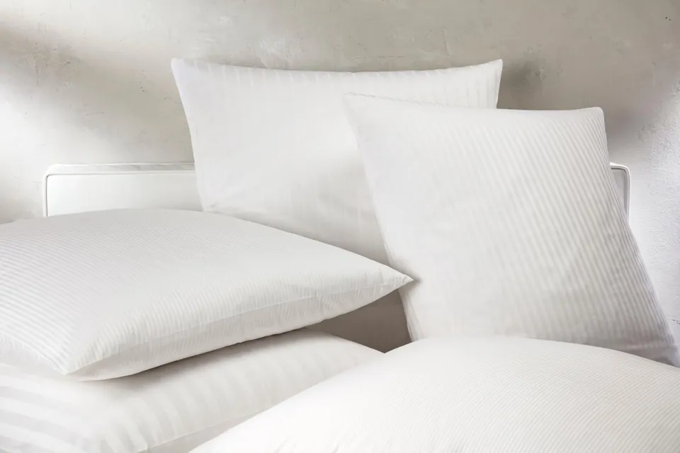 Texpot Kissenhüllen taie d'oreiller 80x80 blanc coton rayures 20 mm