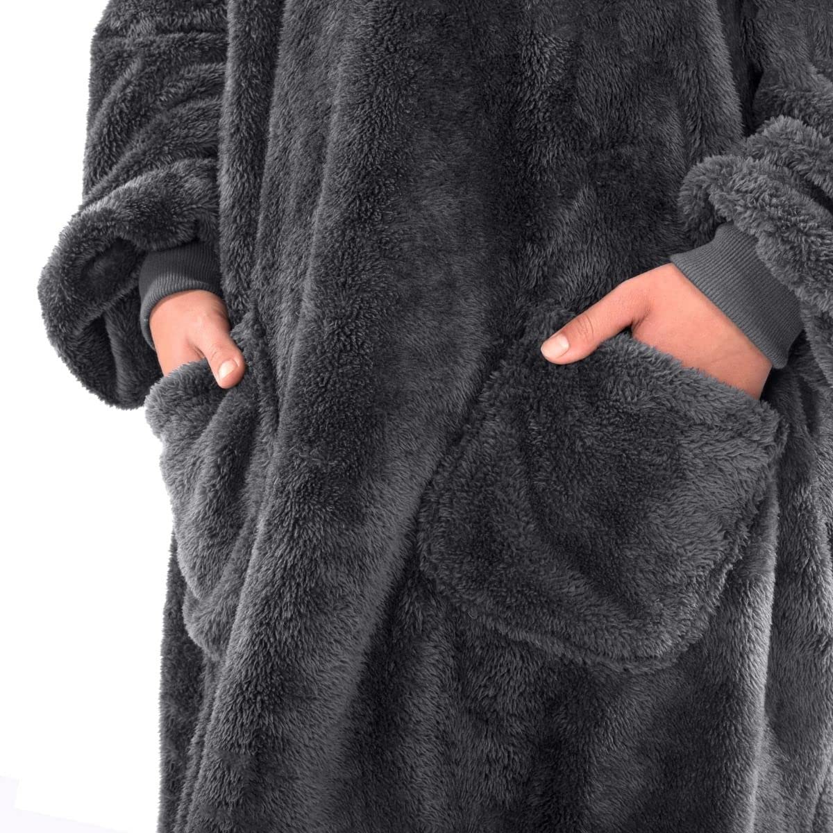 Snug Snug-Rug Hoodie Plaid sweat Gris Ardoise sherpa