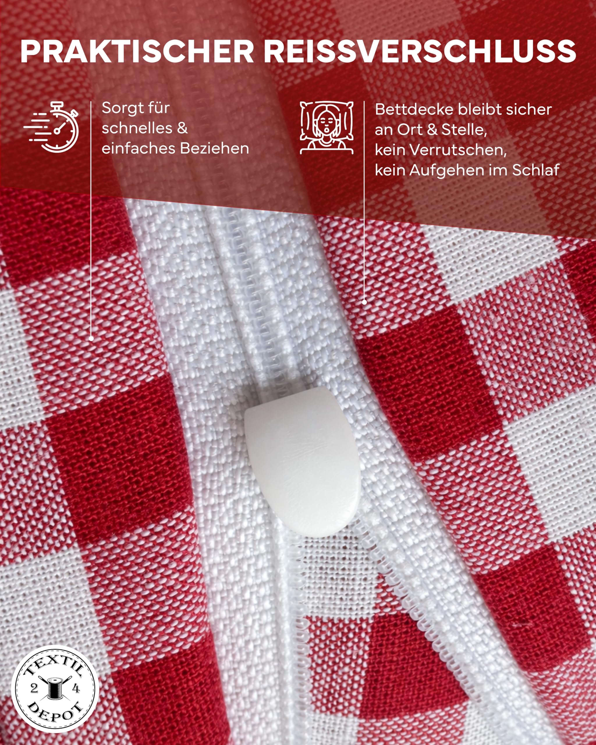 Texpot Bettwäsche Parure lit 135x200 carreaux rouge coton
