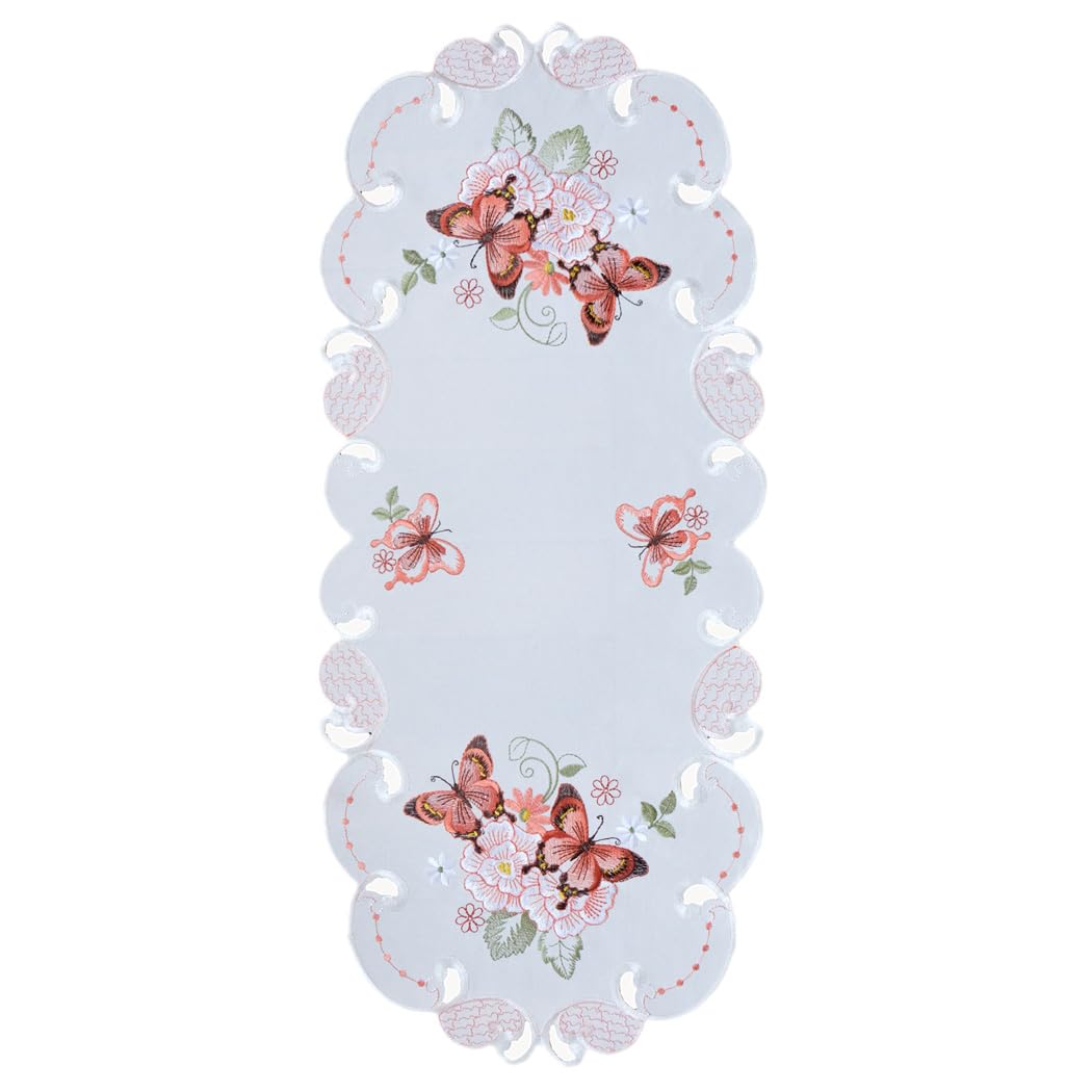 TEXPOT Tischdecken papillon nappe carrée 85x85 cm brodée