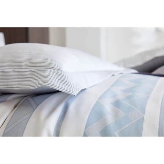 Blanc des Vosges Taie oreiller 65x65 satin coton Zig zag