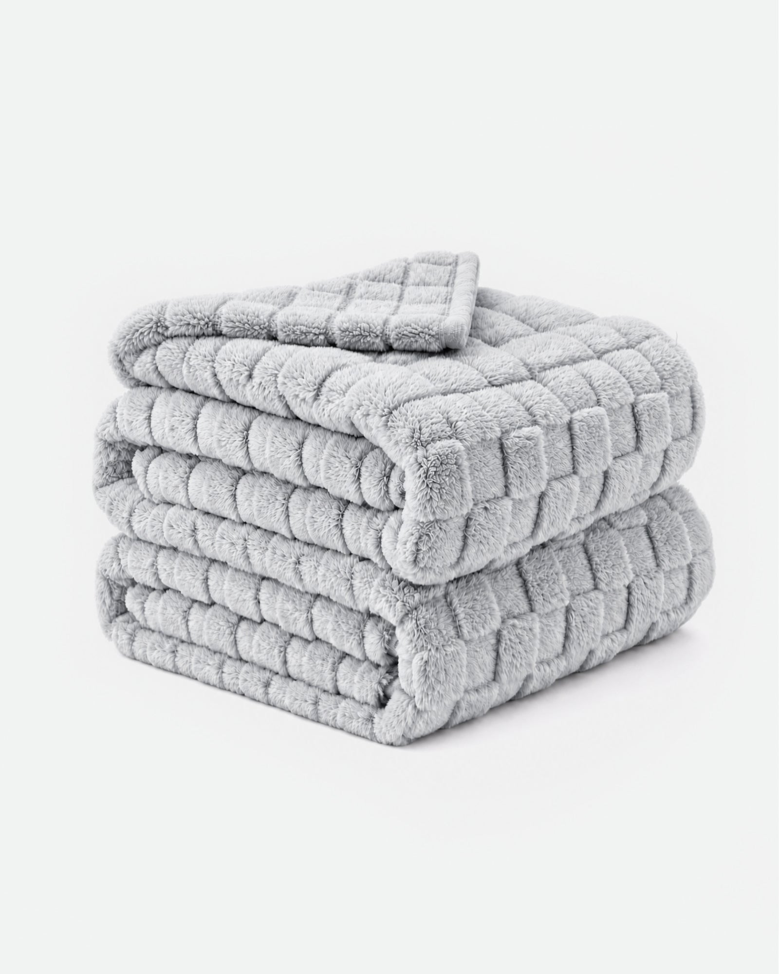 Utopia Bedding Checkered Plush Blanket plaid gris Queen