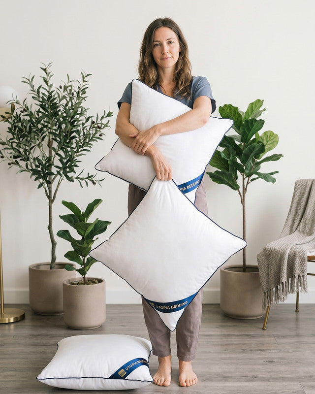 Utopia Bedding Piping Pillow Inserts coussin blanc 45x45 lot 4