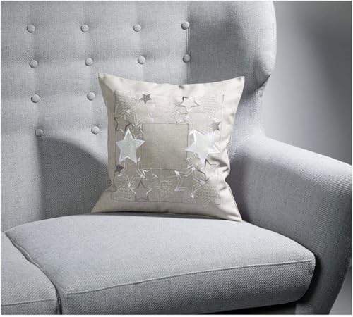 Texpot Kissenhüllen housse de coussin Noël étoiles grise