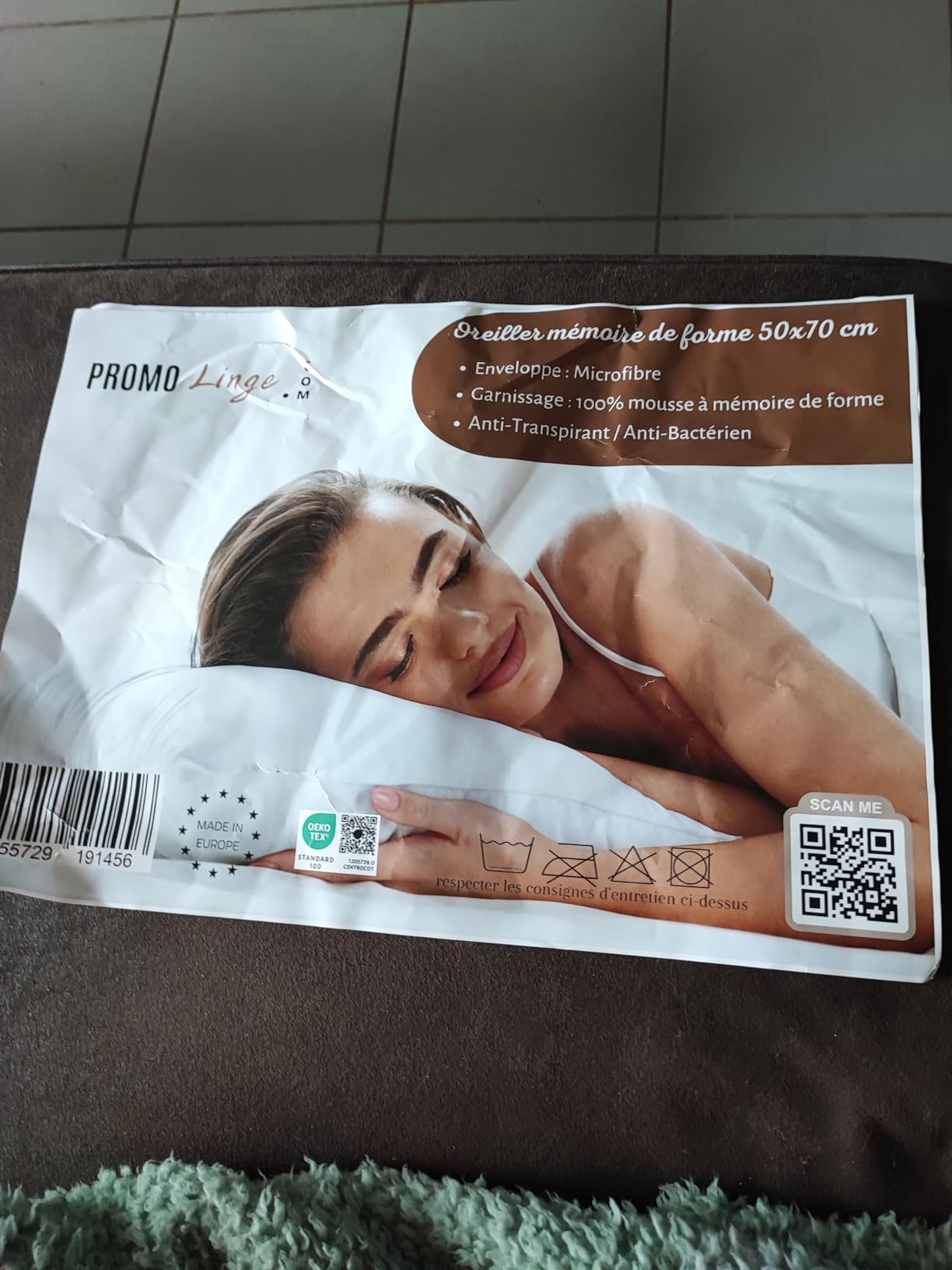 Promo Linge Oreillers mémoire forme 50x70 lot 2 cervicales