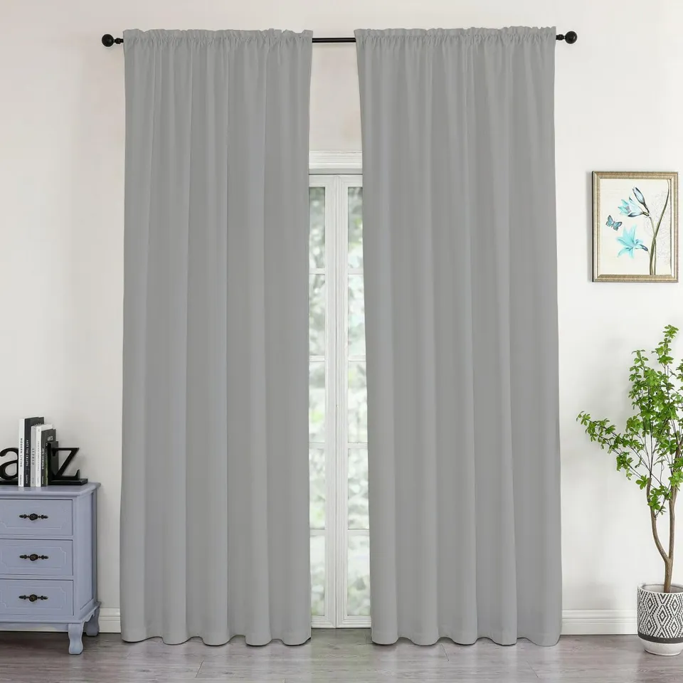 Texpot Vorhänge rideau velours gris clair opaque 140x245 cm