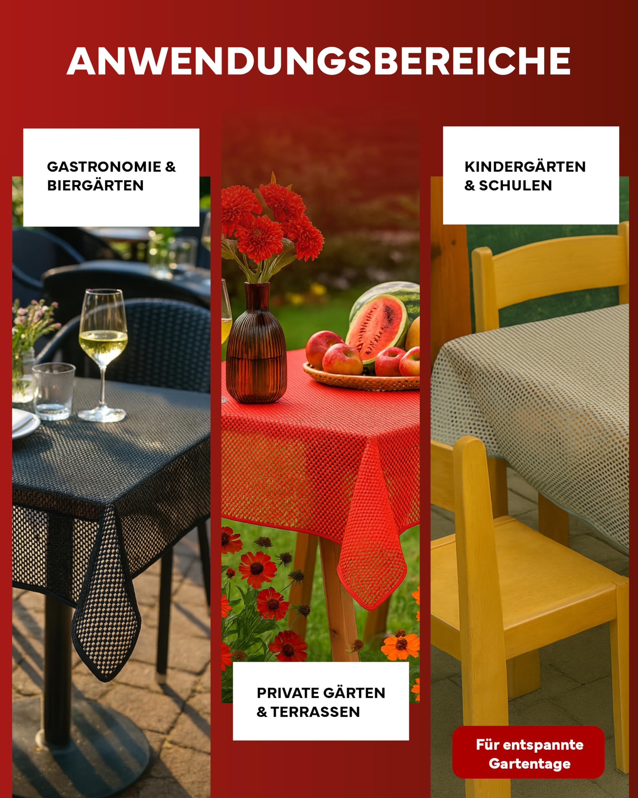 TEXPOT Gartentischdecken nappe ronde rouge à carreaux PVC