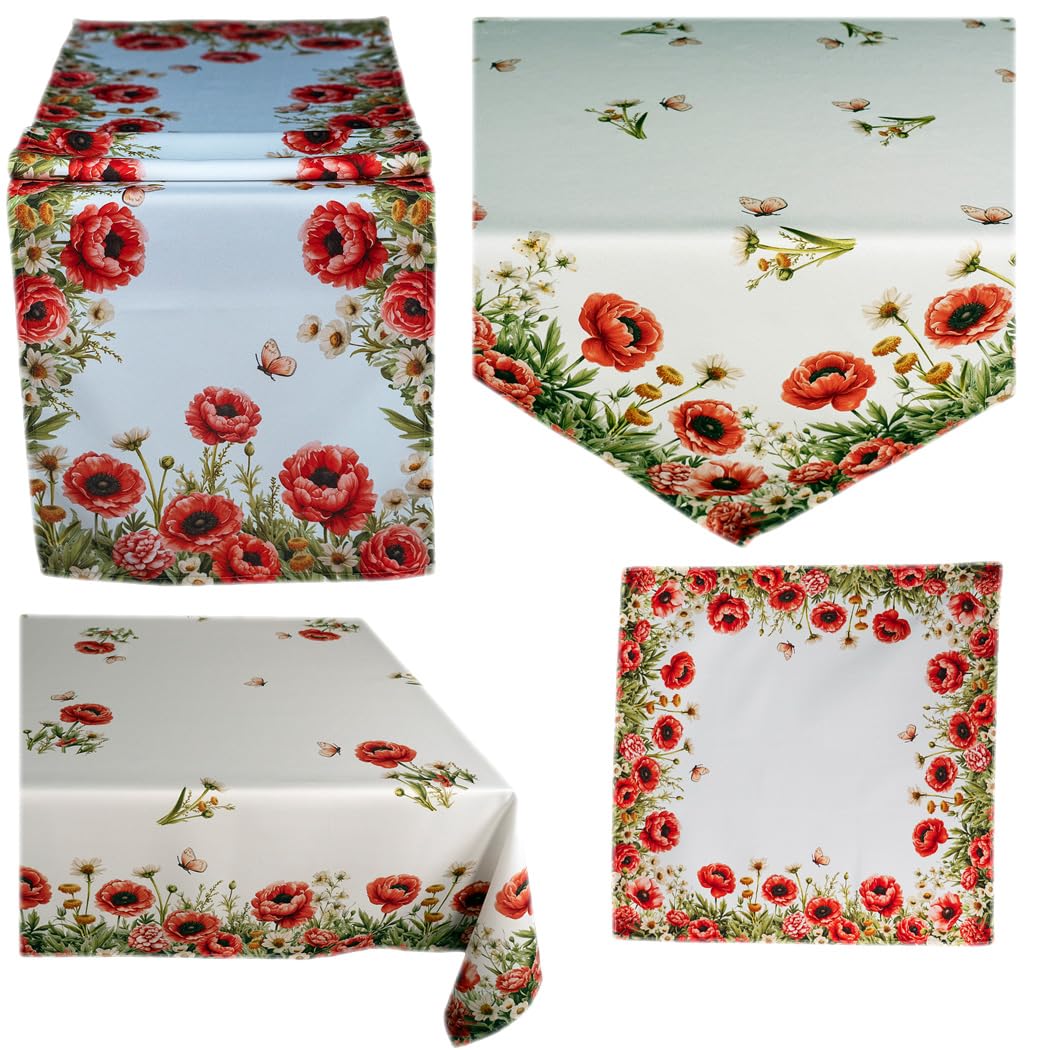 Texpot Tischdecken nappe ronde coquelicots 150x150 cm