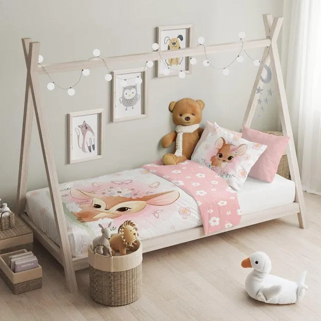 Texpot Kinderbettwäsche parure enfant chevreuil 100x135
