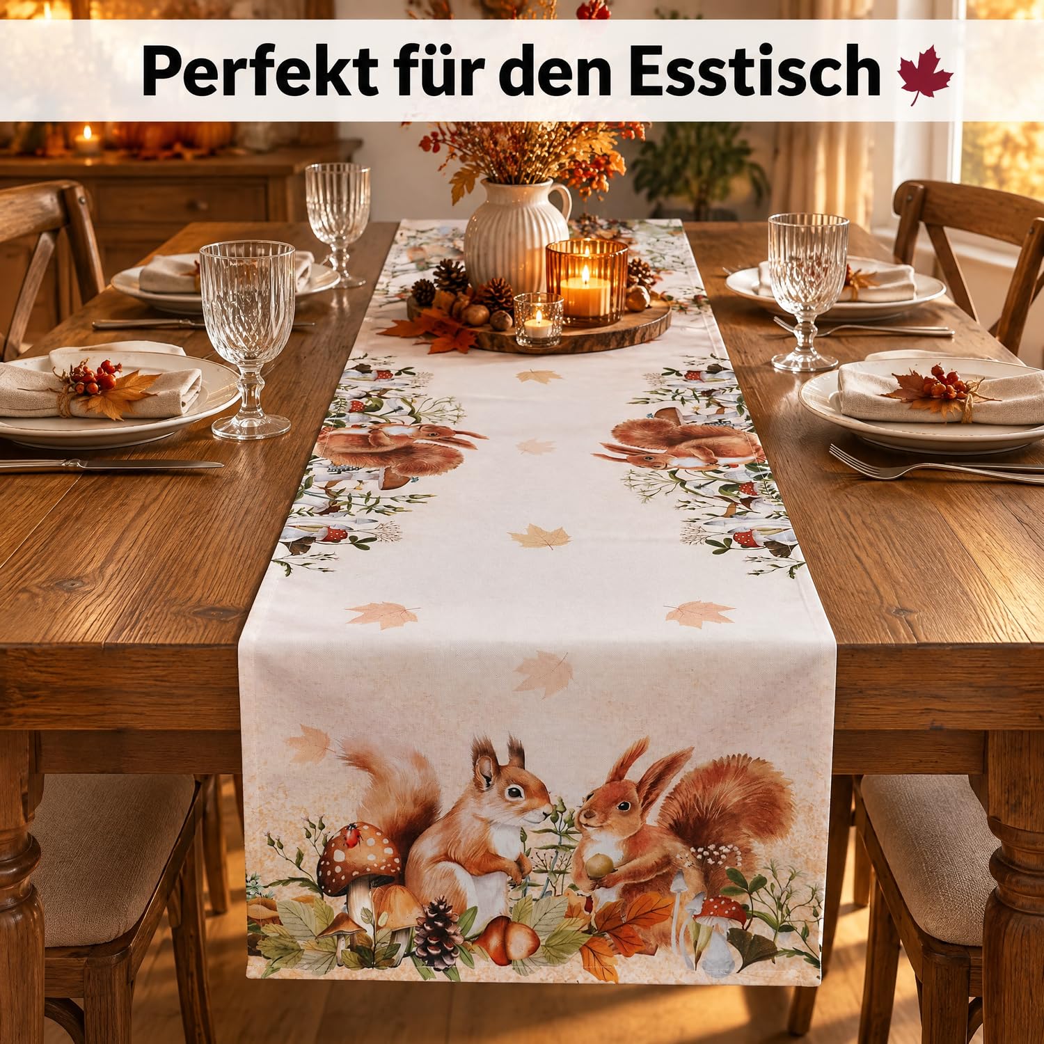 Texpot Tischläufer Chemin de Table 40x90 Écureuil Automne