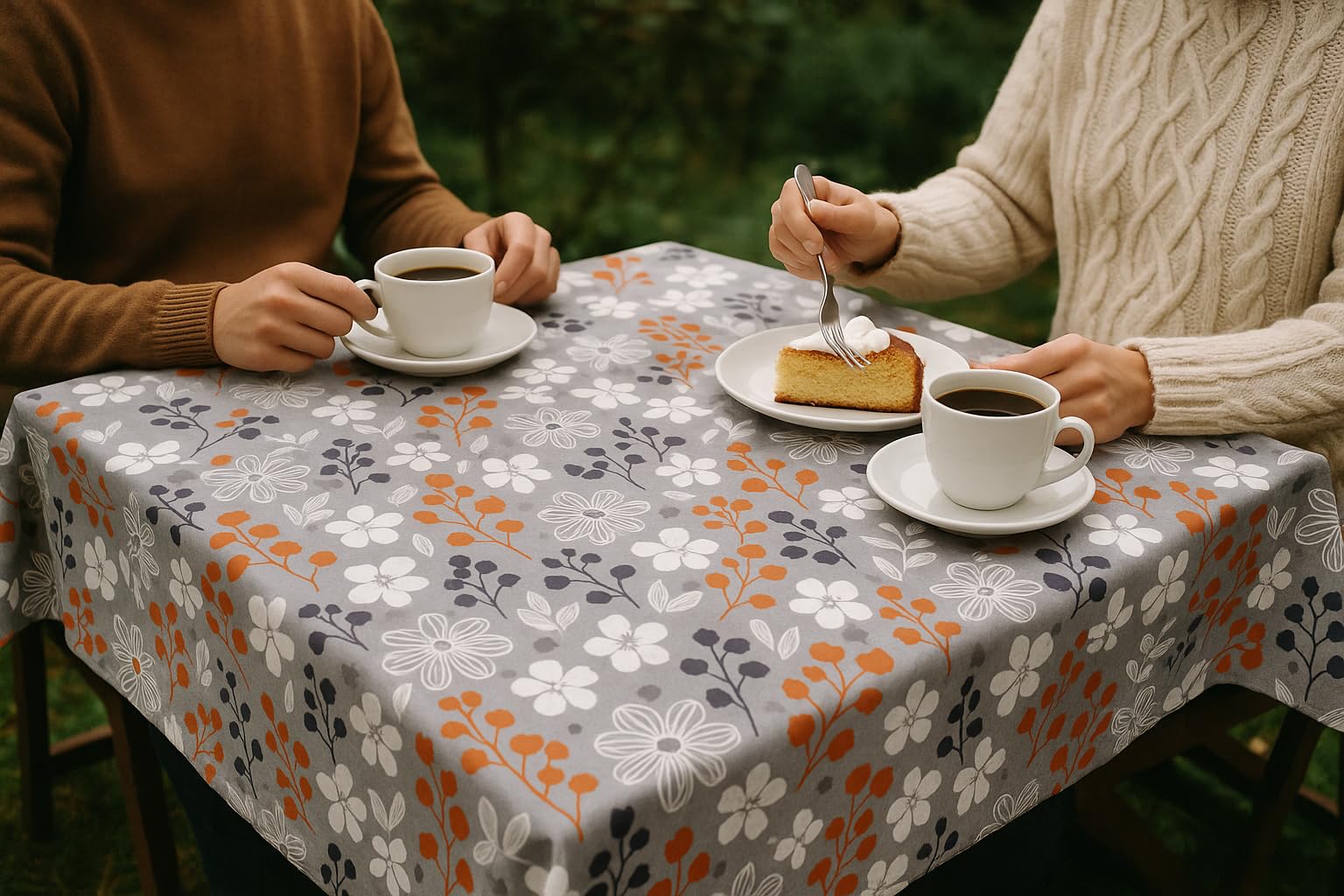 TEXPOT Gartentischdecken toile cirée 140x160 cm motif floral