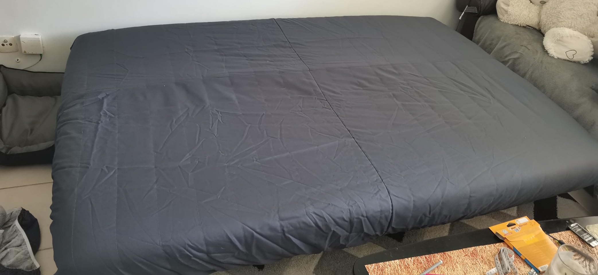 Promo Linge Draps Housse clic-clac matelassée anthracite