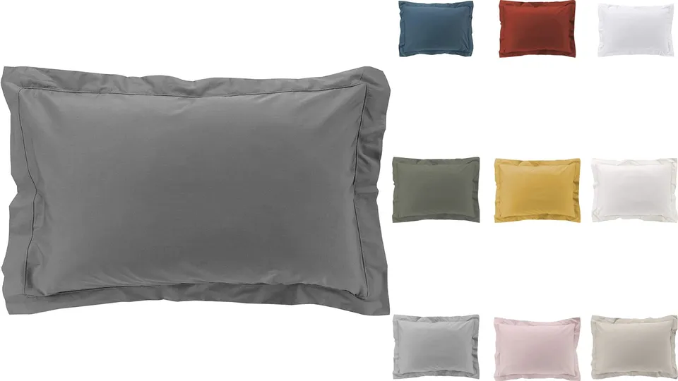Promo Linge Taies d'oreiller Percale Anthracite 50x70 Lot 2