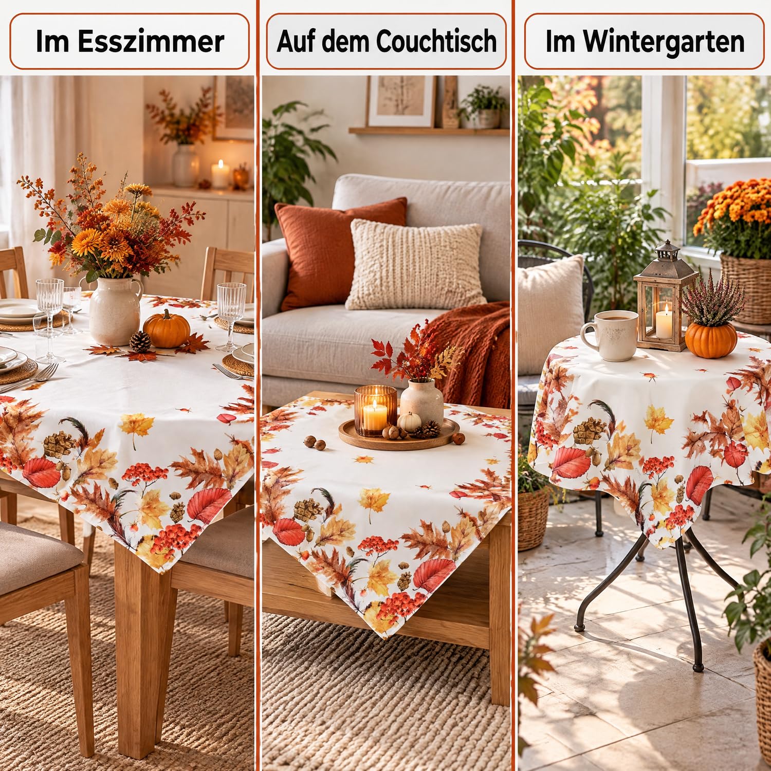 Texpot Tischdecken nappe ronde feuilles 130 cm