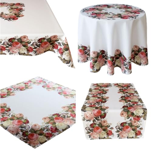 TEXPOT Tischläufer chemin de table 40x90 cm roses blanc