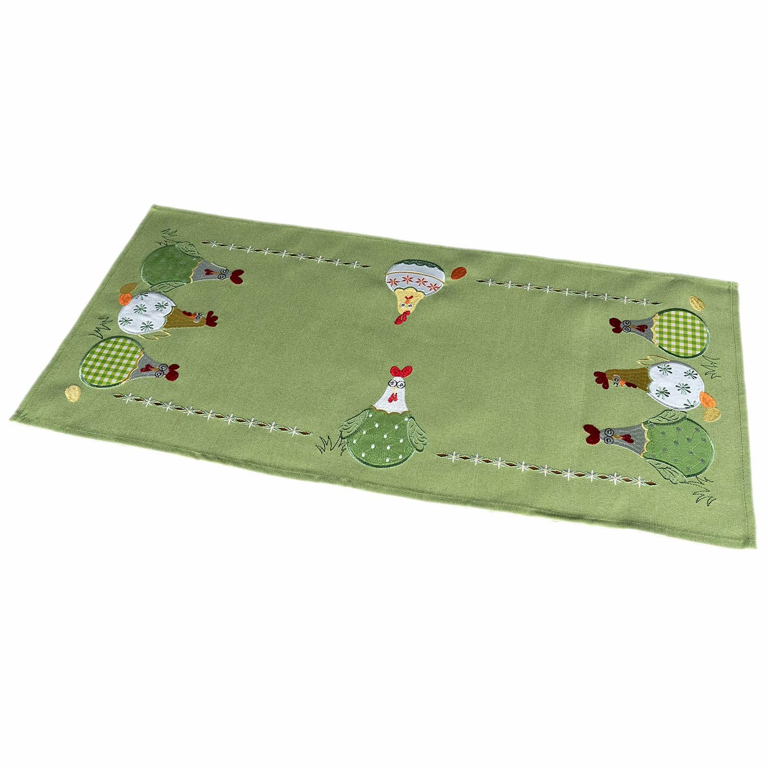 Texpot Tischdecken nappe verte poules 85x85 polyester