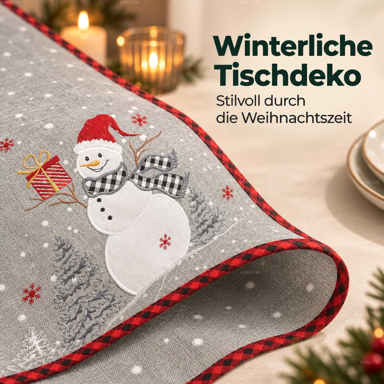 TEXPOT Tischläufer chemin de table Noël gris 40x85 cm