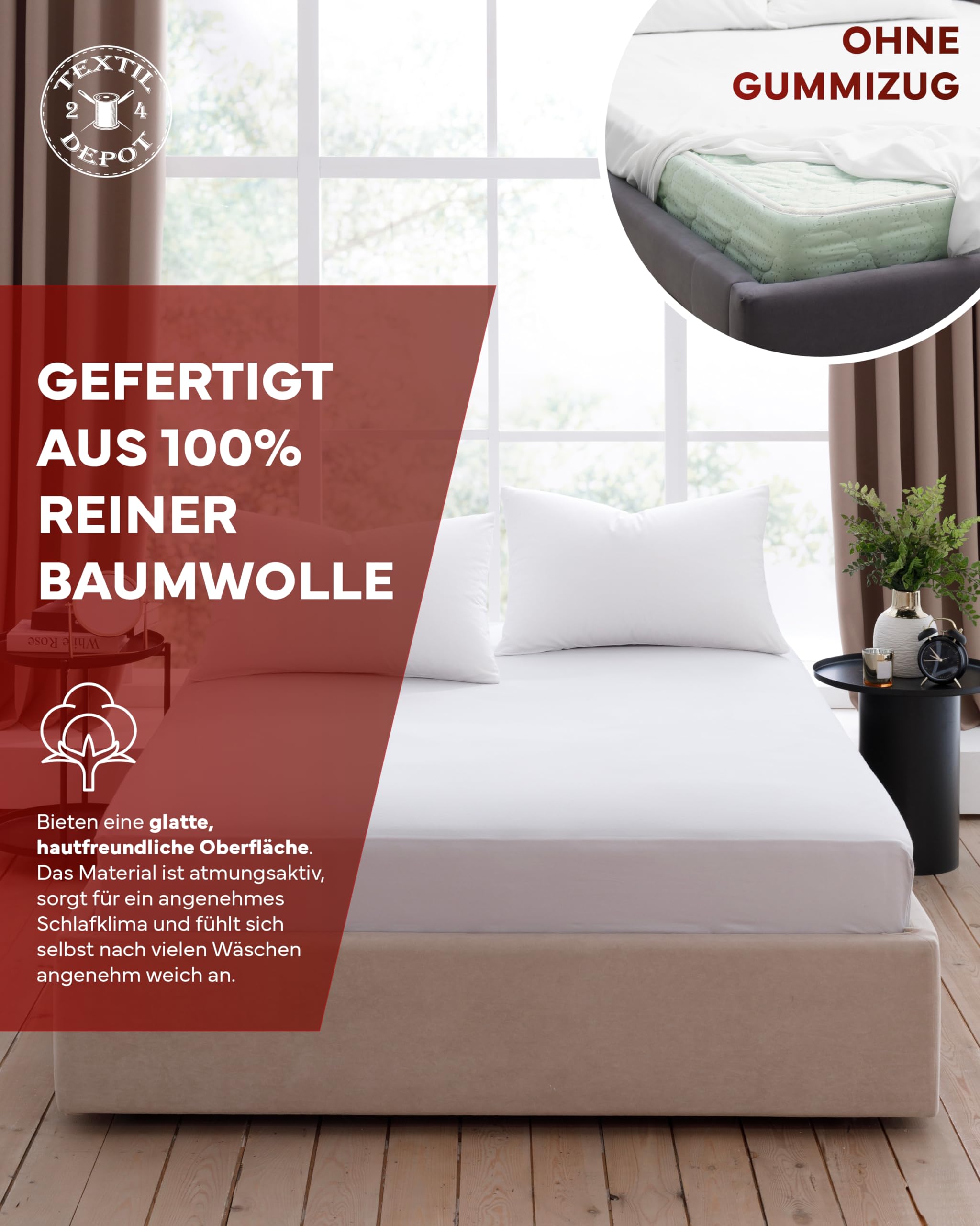 TEXPOT Bettlaken drap plat blanc 150x250cm 100% coton