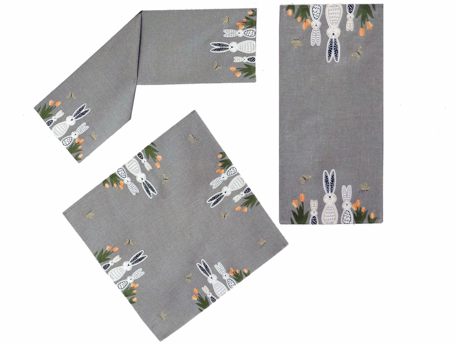 TEXPOT Tischläufer chemin de table 40x140 cm gris lapin de Pâques