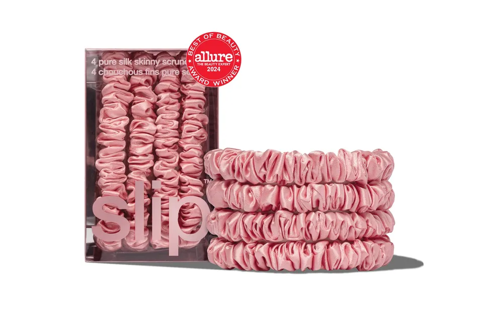Slip Skinny Scrunchies Chouchou Soie Rose Lot 4