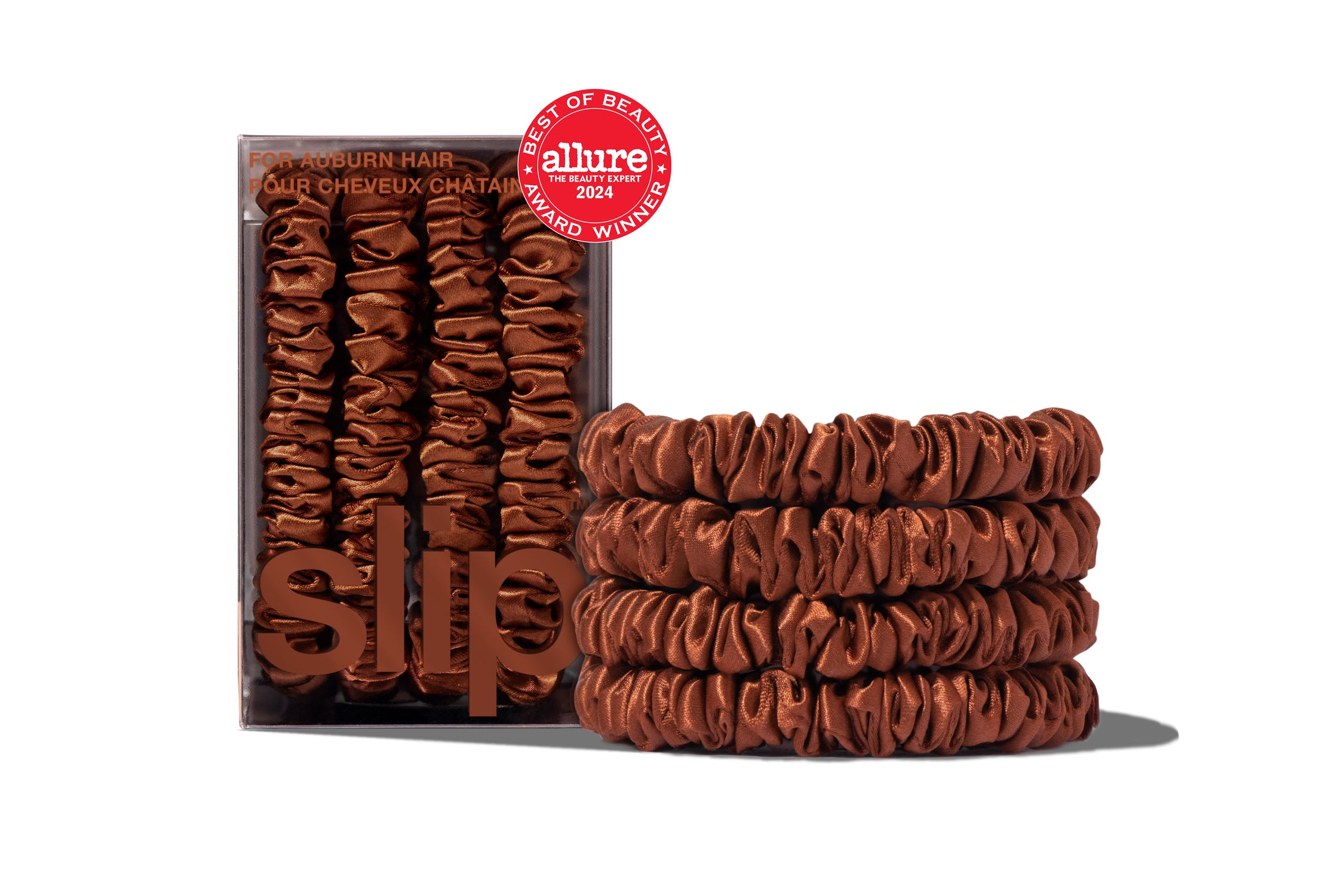 Slip Skinny Scrunchies chouchou soie auburn 4 pièces