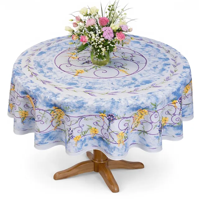 Promo Linge Nappes nappe provençale bleue 180 cm ronde