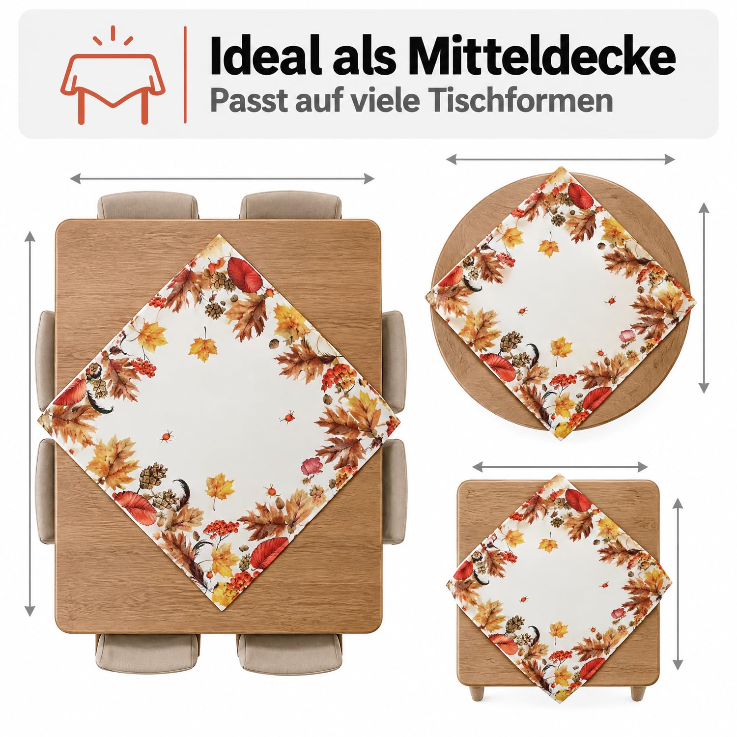 Texpot Tischdecken nappe ronde feuilles 130 cm