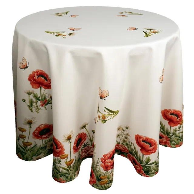 Texpot Tischdecken nappe ronde coquelicots 150x150 cm