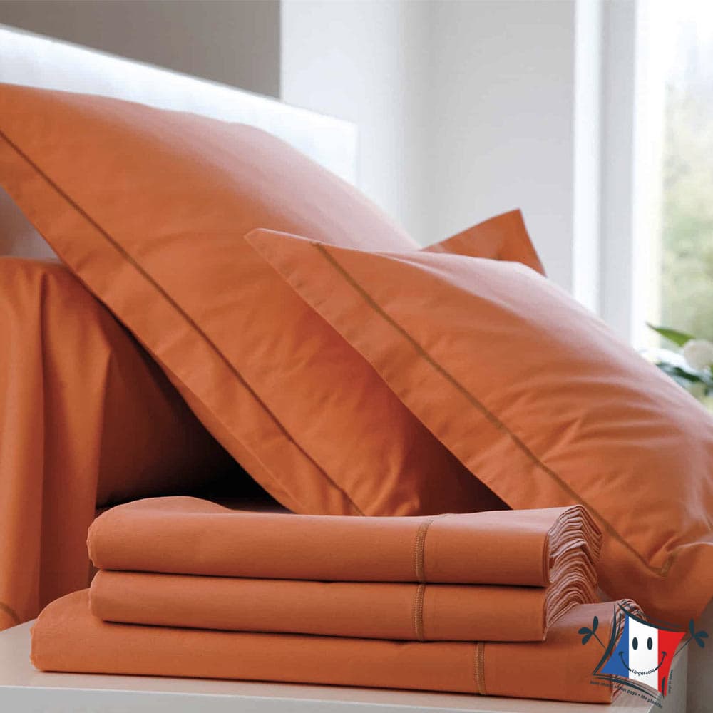 Lingorama Linge de lit drap plat satin coton blanc 240x300